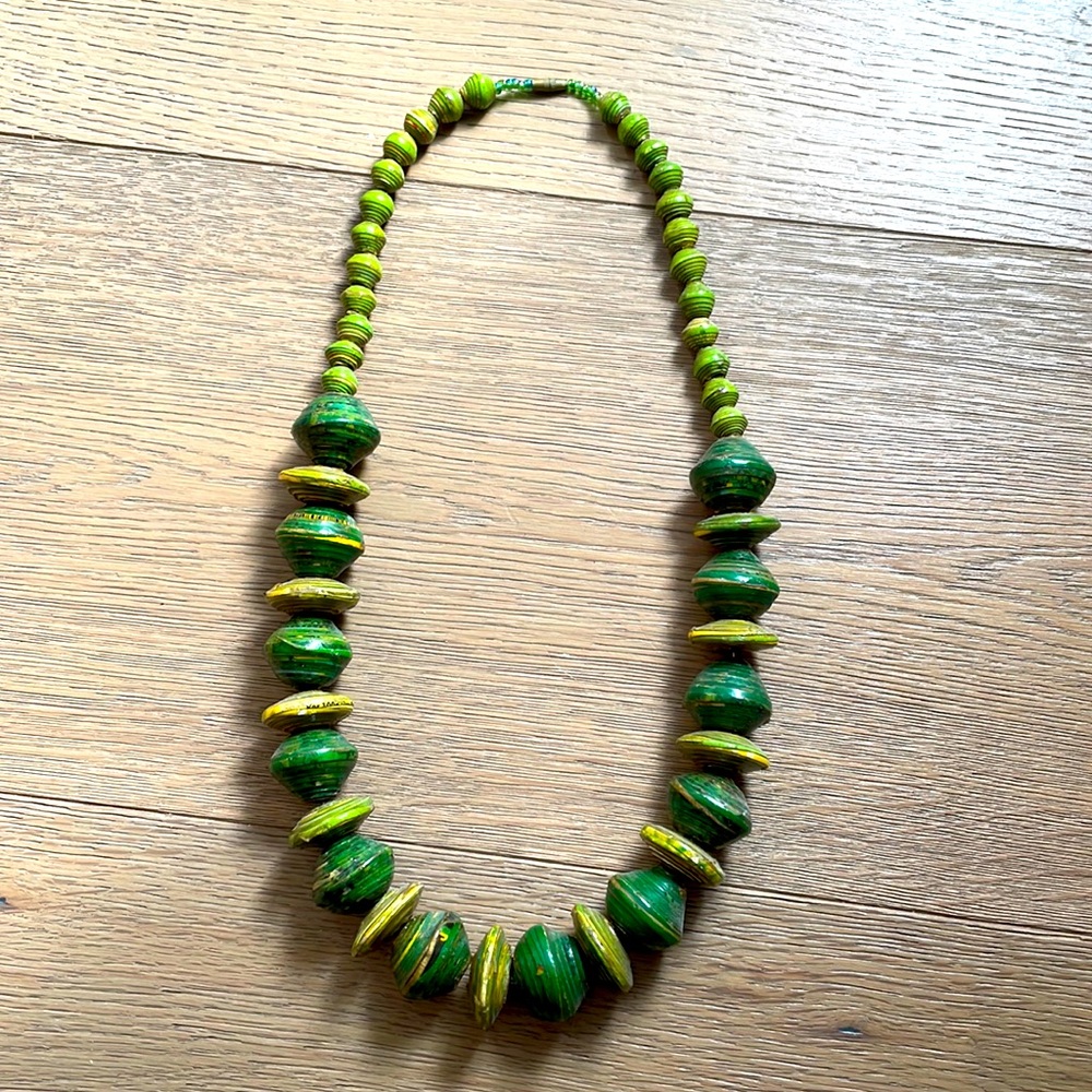 African handmade paper beaded necklace